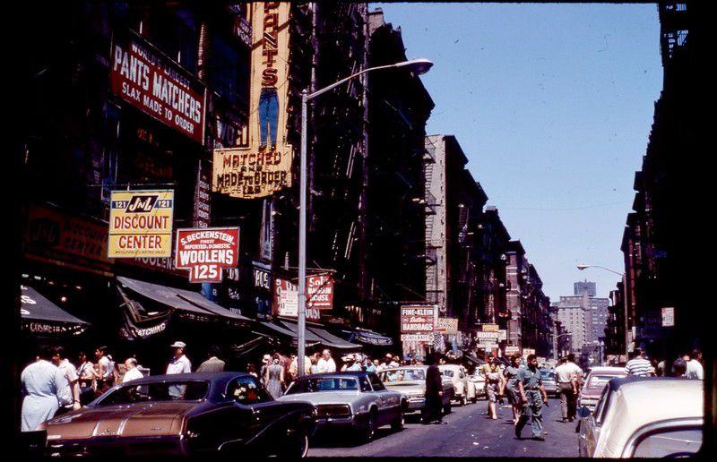 Orchard Street signs, looking north from just north of Delancey Street. 1970s.<br/>